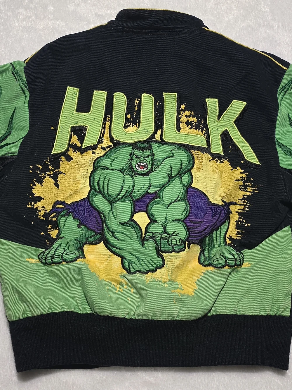 Y2K JH Design Marvel Hulk Nascar Embroidered Racing Jacket Youth Size S 5/6